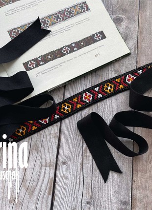 Geometric beaded choker Stripe gerdan Traditional Ukraine bead necklace9 photo
