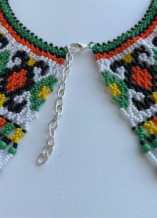 Ukraine jewelry Beaded necklace Seed bead necklace Tribal necklace White necklace8 photo