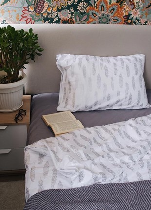 Cotton ranforce bedding set SILVER SWAN double bed