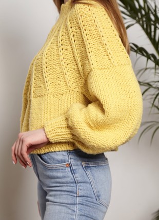 Yellow hand-knitted sweater5 photo
