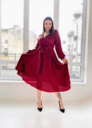 Burgundy mother of the bride dress / Mother of groom dress4 photo