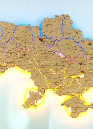 A LED plywood map of Ukraine