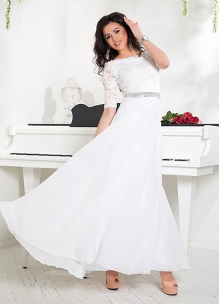Long sleeve lace wedding dress / Wedding reception dress / Simple civil wedding dress2 photo
