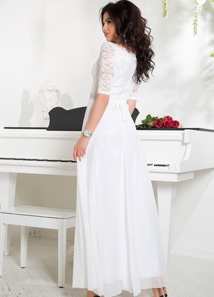 Long sleeve lace wedding dress / Wedding reception dress / Simple civil wedding dress3 photo