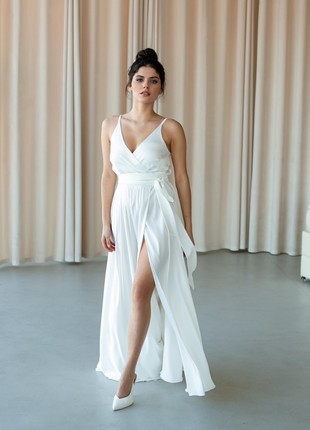 Long off white wedding dress straps