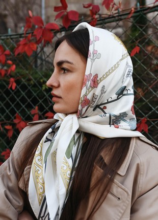 Square scarf shawl "Legacy" in artificial silk 36"