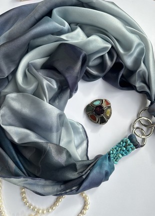 Scarf ",, Blue ocean of love ,, from the brand MyScarf. Decorated with natural turquoise6 photo