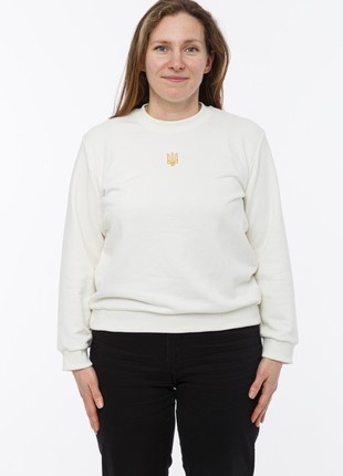 Women's sweatshirt with embroidery "classic tryzub" white4 photo