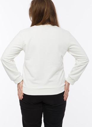 Women's sweatshirt with embroidery "classic tryzub" white8 photo