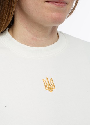 Women's sweatshirt with embroidery "classic tryzub" white3 photo