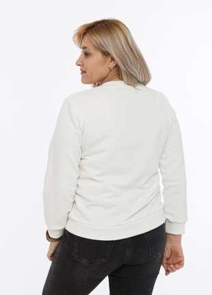 Women's sweatshirt with  "Red kalyna trident" embroidery ivory8 photo