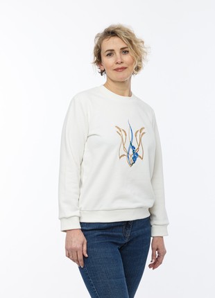 Women's sweatshirt with  "Malwy trident" embroidery white4 photo