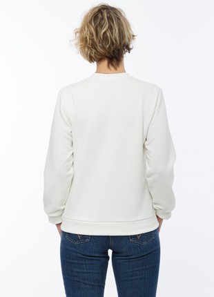 Women's sweatshirt with  "Malwy trident" embroidery white7 photo