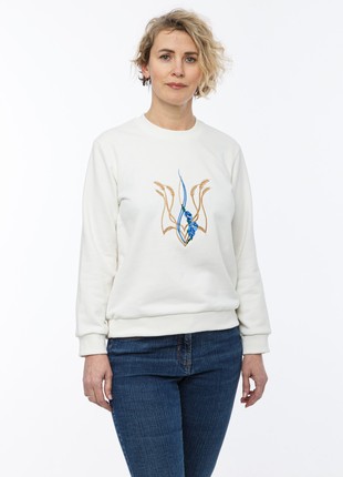 Women's sweatshirt with  "Malwy trident" embroidery white5 photo