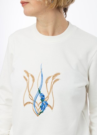 Women's sweatshirt with  "Malwy trident" embroidery white3 photo