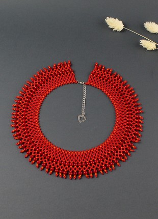 Red necklace handmade jewelry gift for wife