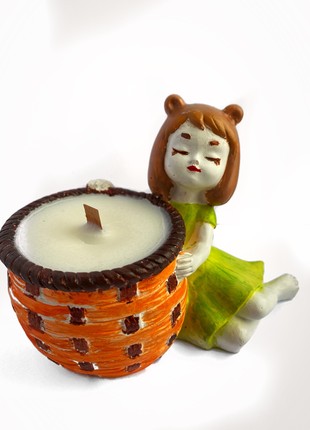 Soy candle in a cache-pot - a girl with a basket1 photo