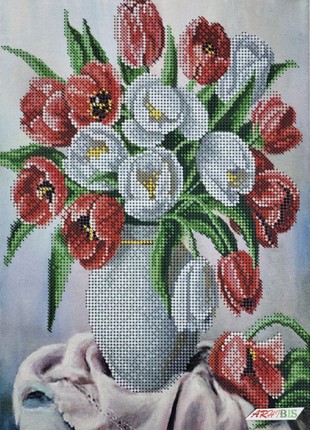 Bouquet of Tulips Kit Bead Embroidery a4-k-10861 photo
