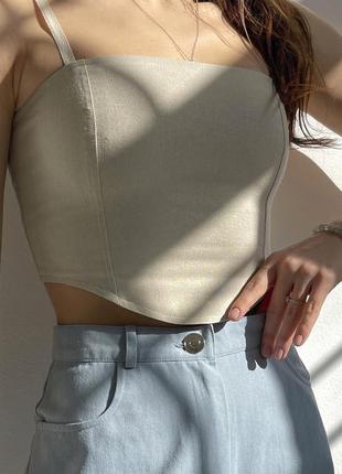 Beige linen top with corset elements shtoyko