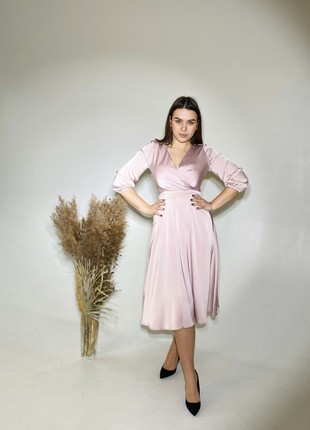 Elegant powder dress midi length with 3/4 sleeves1 photo