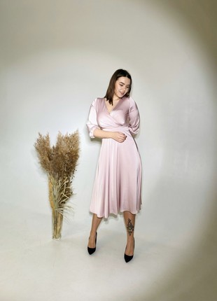 Elegant powder dress midi length with 3/4 sleeves3 photo