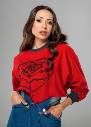 Sweatshirt with embroidery - "Rose"2 photo