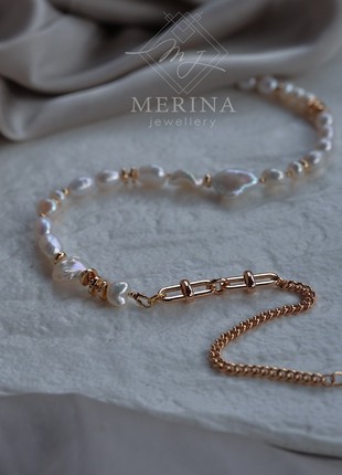 Pearl choker with assymetry design2 photo