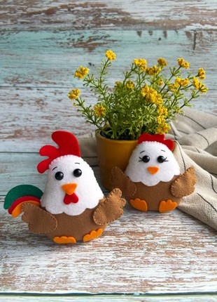 Easter ornaments Felt Chicken and Rooster