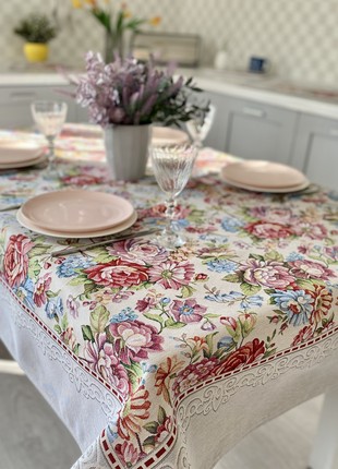 Tapestry tablecloth 137x240 cm./54x94 in/  tablecloth on the kitchen table2 photo