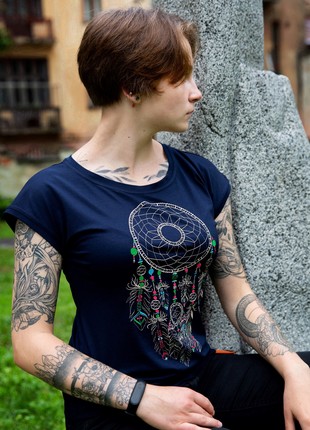 Women's T-shirt with embroidery - "Dream Catcher"1 photo