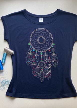 Women's T-shirt with embroidery - "Dream Catcher"2 photo