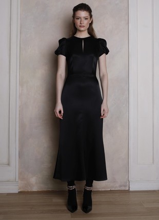 Long  black Italian khadi dress2 photo