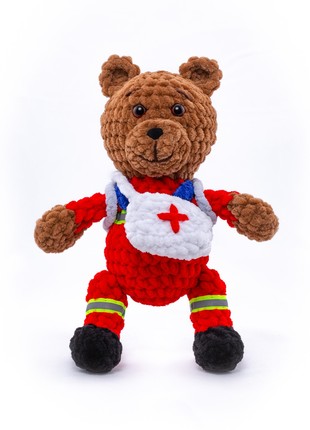 Knitted plush toy  Bear paramedic Lubomyr