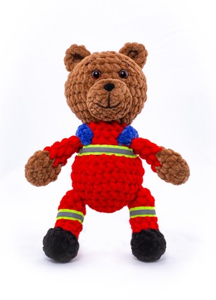 Knitted plush toy  Bear paramedic Lubomyr5 photo