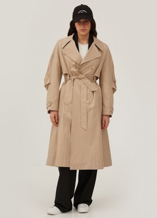 Beige water-repellent cotton trench coat