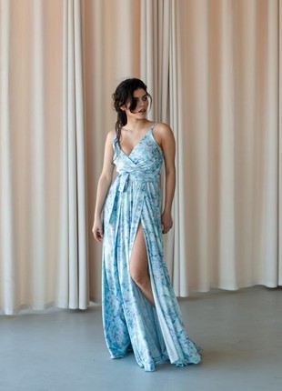 Silk blue dress sundress in the floor6 photo