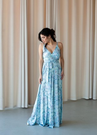 Silk blue dress sundress in the floor8 photo