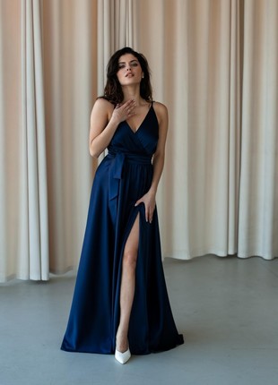 Elegant silk blue dress with a scent2 photo