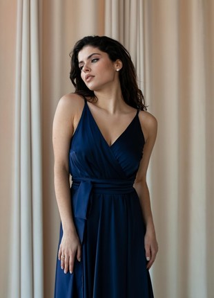 Elegant silk blue dress with a scent3 photo