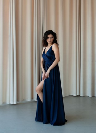 Elegant silk blue dress with a scent5 photo