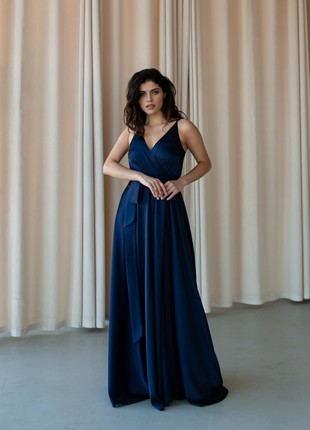 Elegant silk blue dress with a scent6 photo