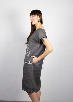 Linen gray dress-tunic "Kvitka"2 photo