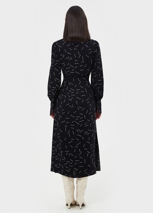 Black viscose midi dress in geometric print5 photo