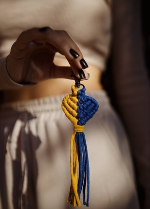 Handmade heart shaped macrame keychain