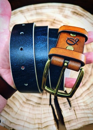 Handmade belt | Blue | Brass2 photo