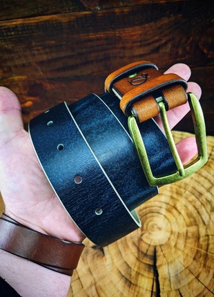 Handmade belt | Blue | Brass4 photo