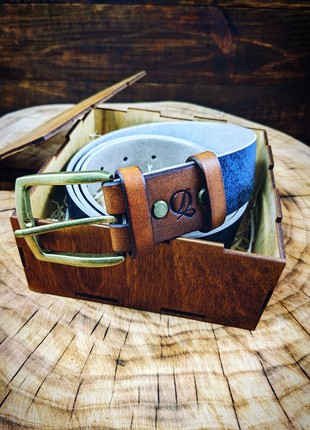Handmade belt | Blue | Brass5 photo