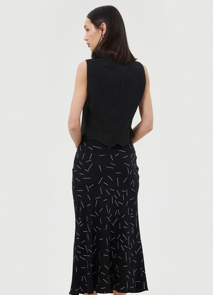 Black viscose midi skirt in geometric print3 photo