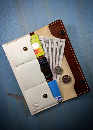 White long wallet, purse, portmone, handmade, made of genuine leather1 photo