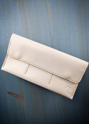 White long wallet, purse, portmone, handmade, made of genuine leather2 photo